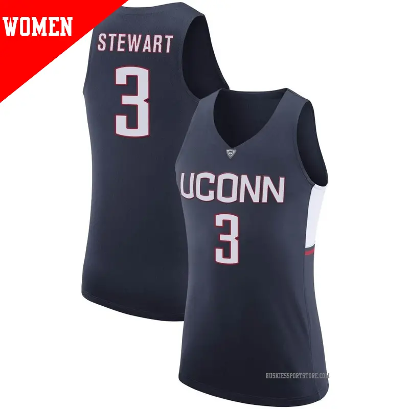 Women's #3 Jaylin Stewart UConn Huskies Replica Navy Basketball Jersey Women's #3 Jaylin Stewart UConn Huskies Replica Navy Basketball Jersey