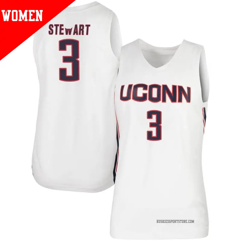 Women's #3 Jaylin Stewart UConn Huskies Replica White Basketball Jersey Women's #3 Jaylin Stewart UConn Huskies Replica White Basketball Jersey