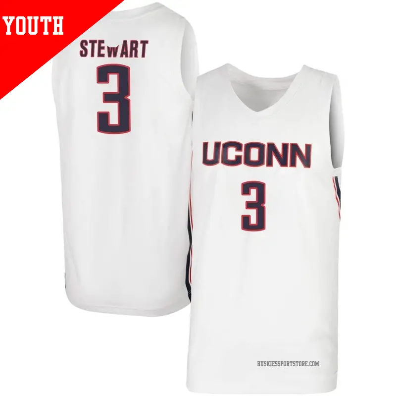 Youth #3 Jaylin Stewart UConn Huskies Replica White Basketball Jersey Youth #3 Jaylin Stewart UConn Huskies Replica White Basketball Jersey